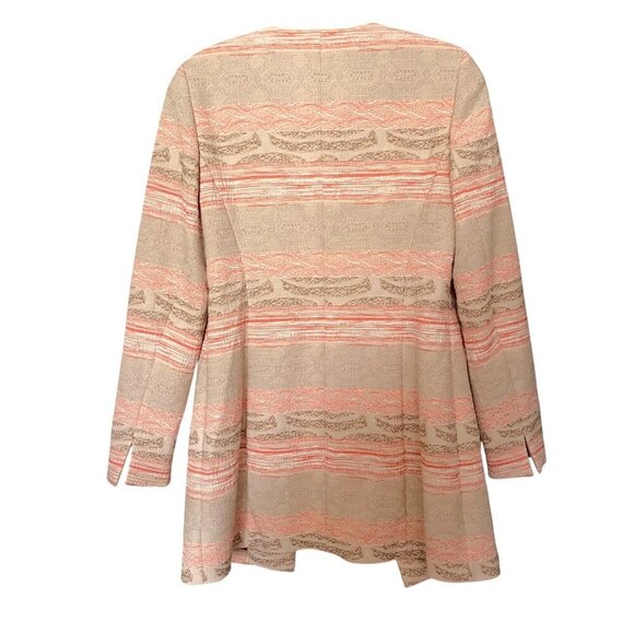 Basler Luxury Blazer Peach Irridescent Duster Snap Button Collarless Womens 8 US - Picture 2 of 13